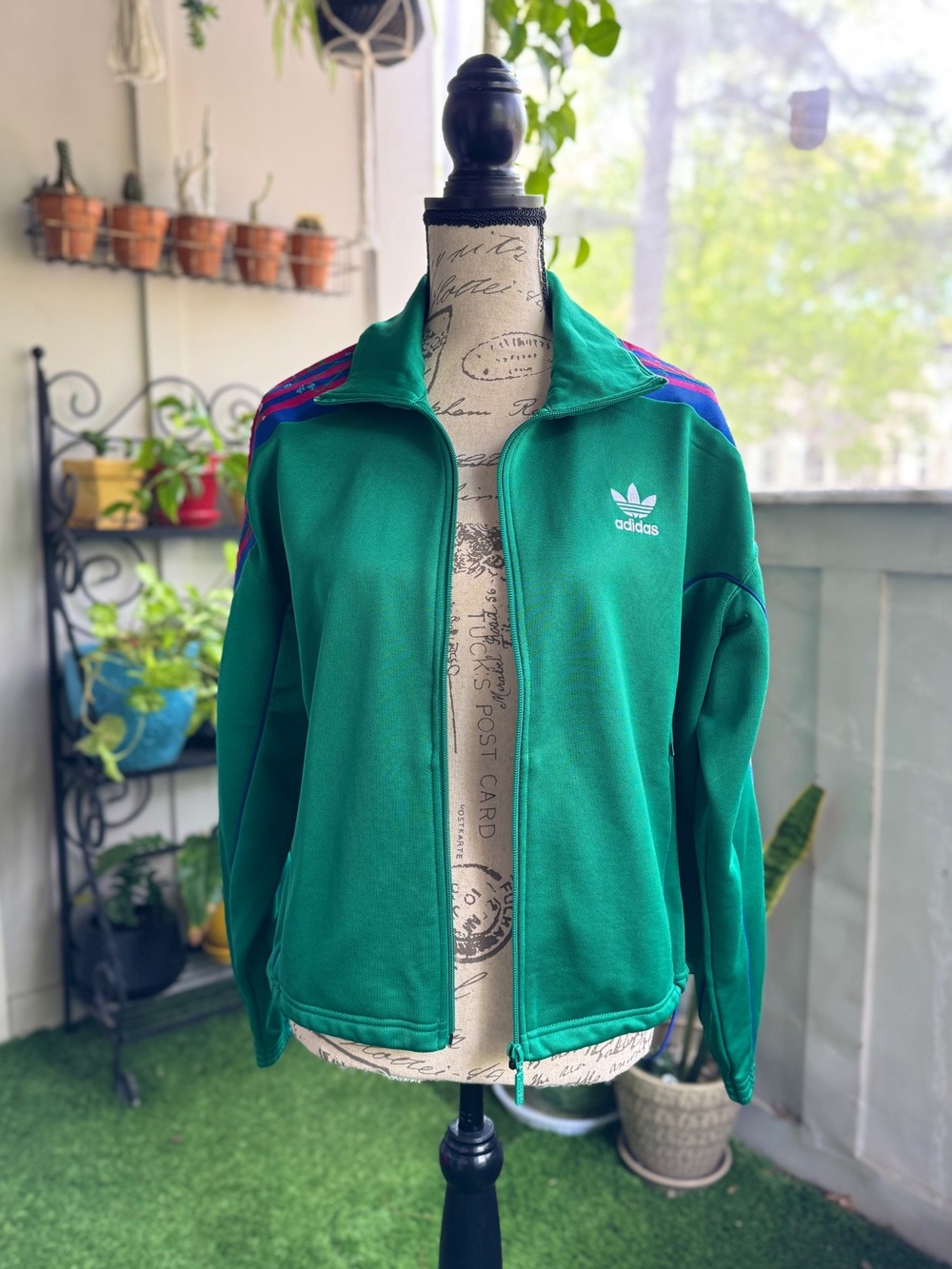 Adidas Firebird floral embroidered sleeve track jacket